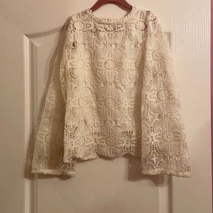 Lace overlay long sleeve boho shirt